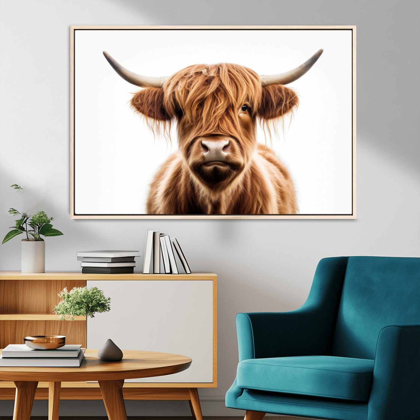 637908607-MGV-FC-93X47-3P_Black-Highland Cow Wall Art Print – Rustic Farmhouse Animal Portrait, Scottish Highland Cattle Canvas, Modern Country Wall Decor for