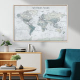 TEST111-MGV-CV-36X24-Personalized Adventure Awaits Push Pin World Map – Custom Framed Travel Tracker Canvas Wall Art for Home, Office