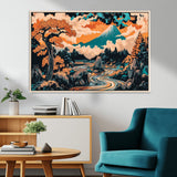 21638941-MGV-CV-36X24-Japanese Landscape Wall Art – Mount Fuji and Flowing River Ukiyo-e Style Canvas Print, Traditional Japan Inspired Artwork for