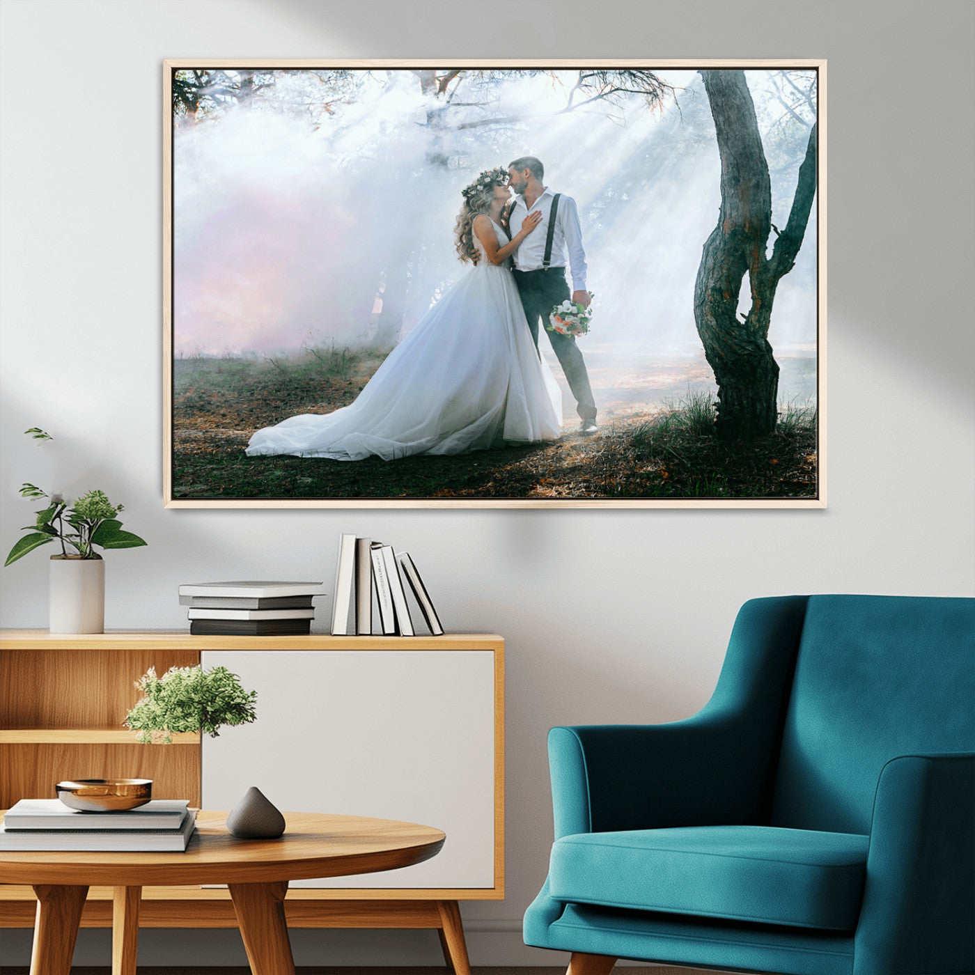 CSTM913-MGV-CV-36X24-Framed Wedding Canvas Print - Custom Wall Art Keepsake for Couples, Elegant Home Decoration Gift, Create Your Own Photo Canvas