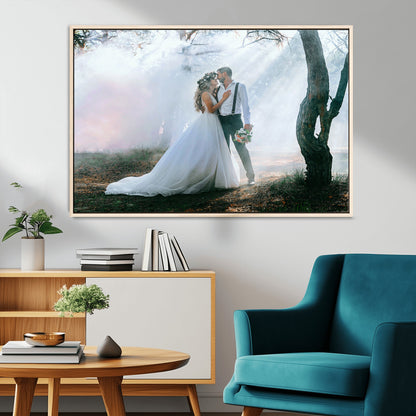 CSTM913-MGV-CV-36X24-Framed Wedding Canvas Print - Custom Wall Art Keepsake for Couples, Elegant Home Decoration Gift, Create Your Own Photo Canvas