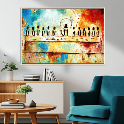YKE34632598CR-MGV-FC-36X24_Natural-Abstract Last Supper with Apostles Wall Art Canvas Print