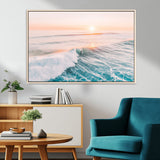 34064591-MGV-CV-36X24-Surfing Wall Art – Sunset Ocean Wave Canvas Print, Surfer Riding Sea Photography Decor for Bedroom, Living Room, Office, Coastal