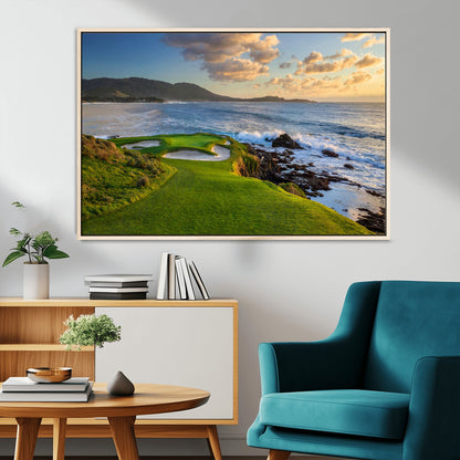67486665-MGV-CV-36X24-Golf Course Wall Art – Pebble Beach Oceanfront Canvas Print, Coastal Fairway Photography Sports Decor for Living Room, Office, Man