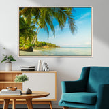65056721-MGV-CV-36X24-Tropical Beach Wall Art – Palm Tree Coastal Photography Print, Relaxing Ocean Paradise Landscape, Island Seascape Home or Office
