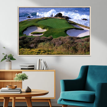 22776914-MGV-CV-36X24-Golf Course Wall Art – Oceanfront Green Canvas Print, Coastal Pebble Beach Photography Sports Decor for Living Room, Office, Man