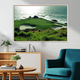 48473947-MGV-CV-36X24-Ocean Golf Course Wall Art – Panoramic Green Fairway Canvas Print, Coastal Golf Landscape Photography Sports Decor for Office, Man