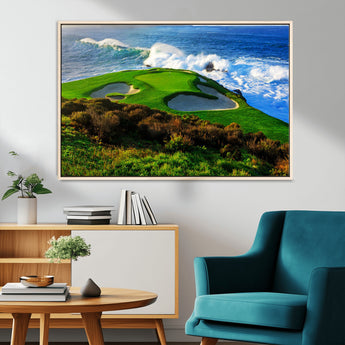 34181847-MGV-CV-36X24-Coastal Golf Course Wall Art – Panoramic Ocean Fairway Canvas Print, Scenic Sports Photography Decor for Office, Man Cave, Living