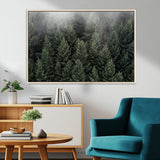 84059409-MGV-CV-36X24-Forest Wall Art – Misty Evergreen Trees Canvas Print, Tranquil Nature Photography Decor for Bedroom, Living Room, Office, Cabin or