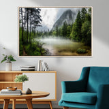 93123937-MGV-CV-36X24-Landscape Wall Art – Misty Mountain Lake Canvas Print, Tranquil Forest and Waterfall Photography Decor for Bedroom, Living Room,