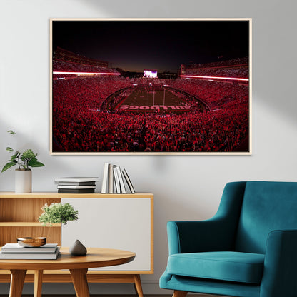 38331045-MGV-CV-36X24-Sanford Stadium Wall Art – Georgia Bulldogs Football Red Night Game Canvas Print, Electric College Sports Decor for Man Cave or