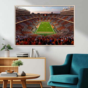 37160229-MGV-CV-36X24-Tennessee Volunteers Wall Art – Neyland Stadium Sunset Checkerboard Game Canvas Print, Vols Football Panorama Sports Decor