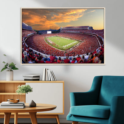 73680988-MGV-CV-36X24-Georgia Bulldogs Stadium Wall Art – Panoramic Football Field Canvas Print, Game Day Decor for Home, Office, Fan Cave, Sports