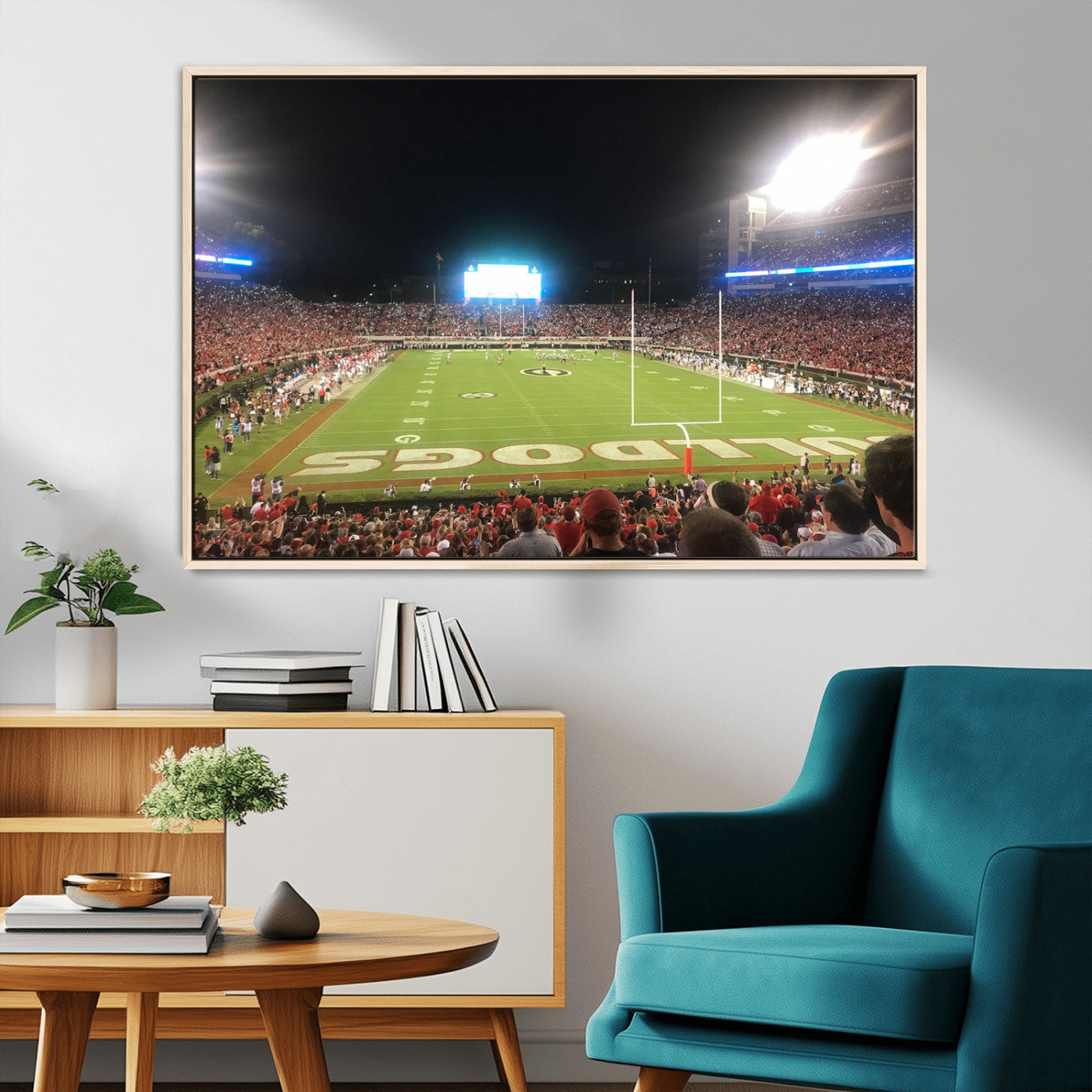 16230786-MGV-CV-36X24-Georgia Bulldogs Stadium Wall Art – Night Game Football Field Canvas Print, Panoramic Sports Decor for Home, Office, Fan Cave