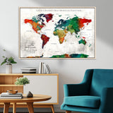 95876117-MGV-CV-36X24-Personalized World Map Wall Art – Colorful Watercolor Travel Map with Custom Names, Romantic Wall Decor for Couples, Wedding or