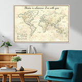 35009043-MGV-CV-36X24-Personalized World Map Wall Art – Vintage Beige Travel Map with Custom Names and Date, Romantic Anniversary Gift for Couples Home