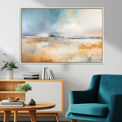12135-MGV-CV-36X24-Soft Horizon Wall Art Canvas Print, Framed Golden Field Art Picture Print, Dreamy Horizon Perfect Minimalist Earthy Decor Artwork