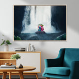 32259-MGV-CV-36X24-Stitch Angel Wall Art Canvas Print, Framed Stitch Waterfall Art Picture Print, Cartoon Couple Perfect Moody Fantasy Decor Artwork