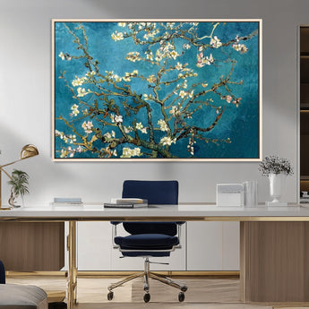 91714-MGV-FC-36X24_Natural-Almond Blossoms Wall Art – Handcrafted Van Gogh Inspired Floral Canvas Print, Beautiful Nature Decor for Living Room, Bedroom, or