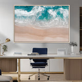 39236-MGV-CV-36X24-Ocean Beach Wall Art – Aerial View of Waves and Sand Canvas Print, Coastal Home Decor for Living Room, Bedroom, Office or Beach