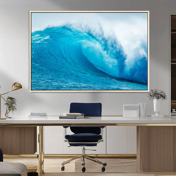 13117-MGV-FC-36X24_Natural-Ocean Wave Wall Art – Dynamic Blue Surf Canvas Print, Coastal Beach Decor for Living Room, Bathroom, Office, or Beach House