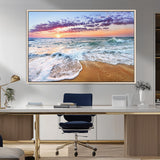 53006-MGV-FC-36X24_Natural-Ocean Beach Sunset Wall Art – Vibrant Seascape Canvas Print, Coastal Home Decor for Living Room, Bedroom, Office or Beach House