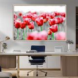 44554-MGV-CV-36X24-Vibrant red tulips stand out beautifully against a black-and-white background, making a striking decor piece perfect for any home