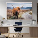 56121-MGV-FC-36X24_Natural-Rustic Highland Cow Wall Art – Panoramic Nature Canvas Print, Perfect Decor for Home, Office, Living Room or Man Cave