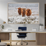 10396-MGV-CV-36X24-Highland Cattle Wall Art – Rustic Winter Landscape Canvas Print, Farmhouse Decor for Living Room, Office, Cabin or Country Home