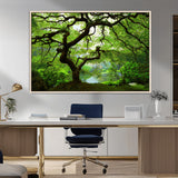 18094-MGV-FC-36X24_Natural-Emerald Canopy Wall Art – Panoramic Lush Green Tree Canvas Print, Serene Nature Decor for Office, Living Room or Meditation Space