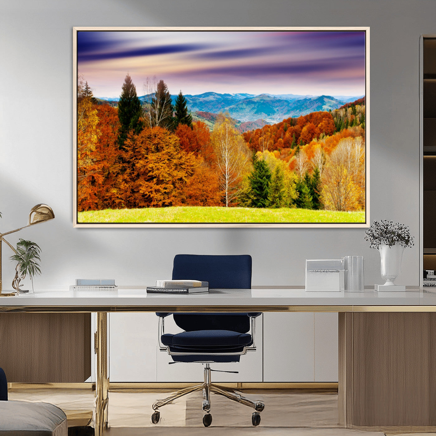 58007-MGV-CV-36X24-Autumn Mountain Landscape Wall Art – Stunning Fall Forest Canvas Print, Cozy Nature Decor for Home or Office