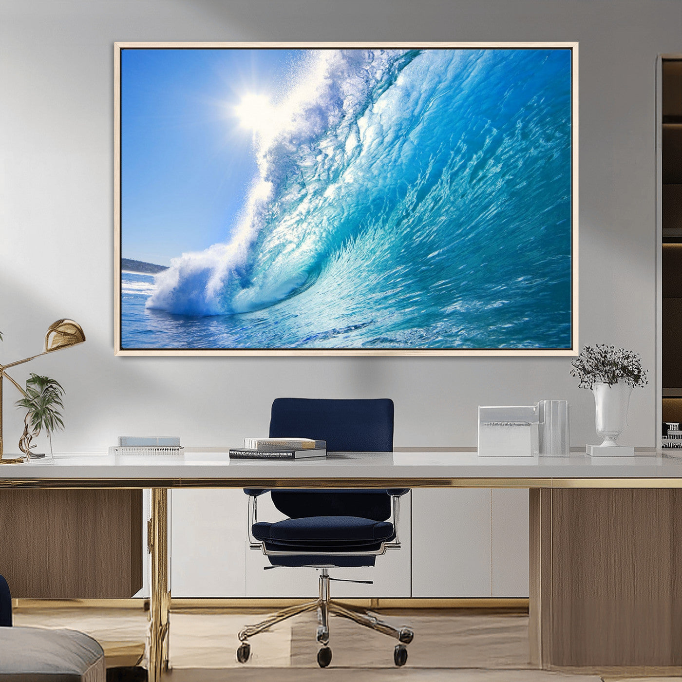 37494-MGV-CV-36X24-Ocean Wave Canvas Art – Stunning Blue Wave Photography, Coastal Wall Decor for Living Room, Bedroom or Office