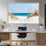 58498-MGV-CV-36X24-White Sandy Beach Wall Art – Panoramic Coastal Canvas Print, Ocean View Decor for Living Room, Bedroom, Office, Relaxing Seaside