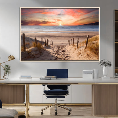 78111-MGV-CV-36X24-Sunset Pathway Wall Art – Panoramic Coastal Canvas Print, Tranquil Beach Decor for Living Room, Office or Bedroom