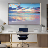 56723-MGV-CV-36X24-Serene Sunset Beach Wall Art – Panoramic Coastal Canvas Print, Peaceful Ocean Reflection Decor for Living Room, Bedroom or Office