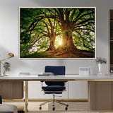 52150-MGV-FC-36X24_Natural-Majestic Tree Wall Art – Large Nature Canvas Print with Sunlight Through Branches, Rustic Forest Decor for Living Room, Bedroom or