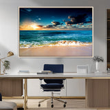 88985-MGV-CV-36X24-Ocean Sunset Wall Art – Tranquil Beach Waves Canvas Print, Coastal Seascape Decor for Living Room or Office