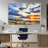 39645-MGV-CV-36X24-Golden Beach Sunset Wall Art – Serene Ocean Horizon Canvas Print, Coastal Nature Landscape Decor for Living Room, Bedroom or