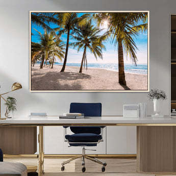 98175-MGV-CV-36X24-Tropical Palm Beach Wall Art – Relaxing Ocean Shore Canvas Print with Palm Trees, Coastal Summer Decor for Living Room, Bedroom or