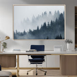 23671-MGV-CV-36X24-Misty Forest Wall Art – Serene Foggy Pine Trees Landscape Canvas Print, Tranquil Nature Decor for Living Room, Bedroom or Office