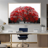 80021-MGV-CV-36X24-Red Tree Wall Art – Striking Black and White Landscape Canvas Print with Vibrant Red Leaves, Modern Nature Decor for Living Room