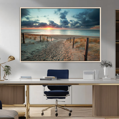 25788-MGV-CV-36X24-Sunset Beach Path Wall Art – Scenic Coastal Dunes and Ocean Canvas Print, Tranquil Seaside Landscape Decor for Living Room or