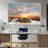 91064-MGV-CV-36X24-Beach Sunset Wall Art – Coastal Sand Dunes and Ocean Horizon Canvas Print, Seaside Landscape Wall Decor for Living Room, Bedroom
