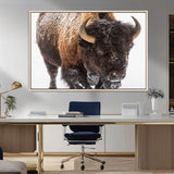 65605-MGV-CV-36X24-Snow Bison Wall Art – Close Up Buffalo Canvas Print, Rustic Western Wildlife Photography, Farmhouse Cabin Lodge Decor for Living