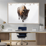 19889-MGV-CV-36X24-Snow Bison Wall Art – Majestic Buffalo Winter Landscape Canvas Print, Rustic Wildlife Photography Decor for Cabin, Lodge, Living