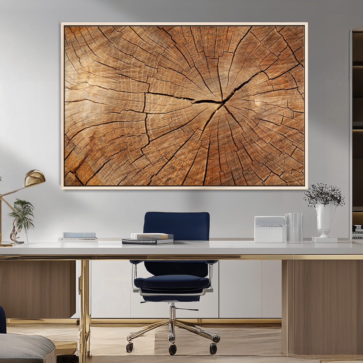61710-MGV-CV-36X24-Tree Rings Wall Art – Rustic Wood Grain Canvas Print of Tree Trunk Cross Section, Nature Inspired Decor for Cabin, Office, Living