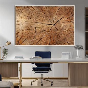 61710-MGV-CV-36X24-Tree Rings Wall Art – Rustic Wood Grain Canvas Print of Tree Trunk Cross Section, Nature Inspired Decor for Cabin, Office, Living