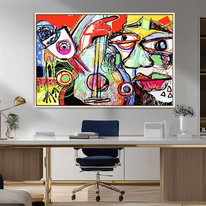 37796-MGV-CV-36X24-Picasso Style Wall Art Canvas Print, Framed Picasso Art Picture Print, Picasso Cubism Perfect Modern Abstract Decor Artwork