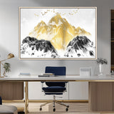 37733-MGV-CV-36X24-Golden Mountain Wall Art – Modern Abstract Landscape Canvas Print with Birds, Luxury Nature Decor for Living Room, Bedroom, or