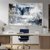 59716-MGV-CV-36X24-Abstract Blue and Gold Wall Art – Modern Textured Canvas Print, Contemporary Painting for Living Room, Bedroom, or Office Decor